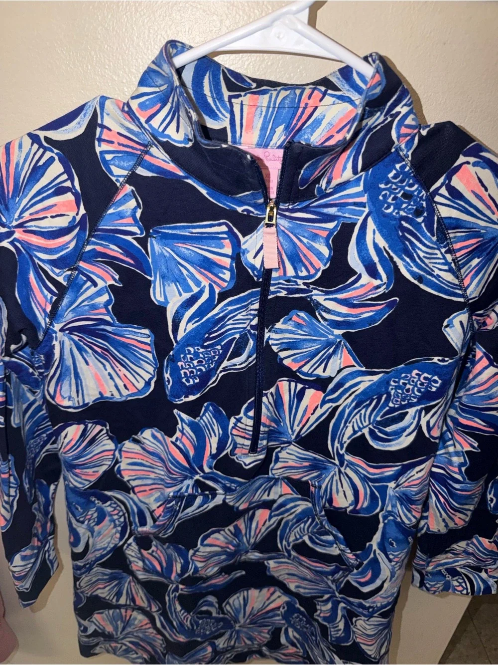 Lilly Pulitzer Navy Blue Pink and White Floral Swim Coverup